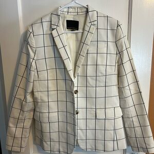 Banana Republic Ivory and Navy Checkered Blazer